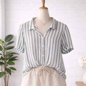 American Eagle Striped Button Down Shirt S